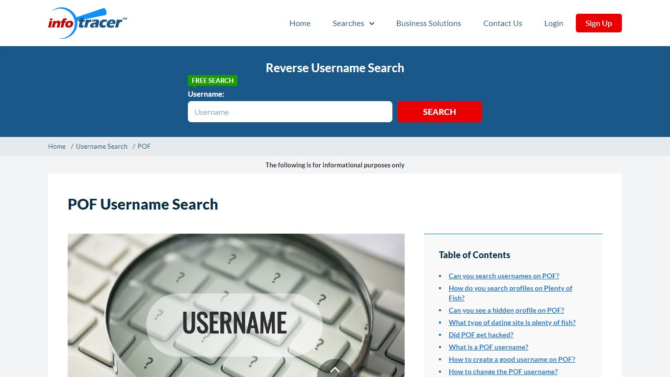 POF Username Search Hack - InfoTracer